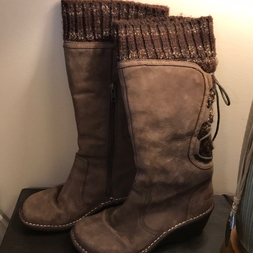 Brown leather sheepskin UGG boots